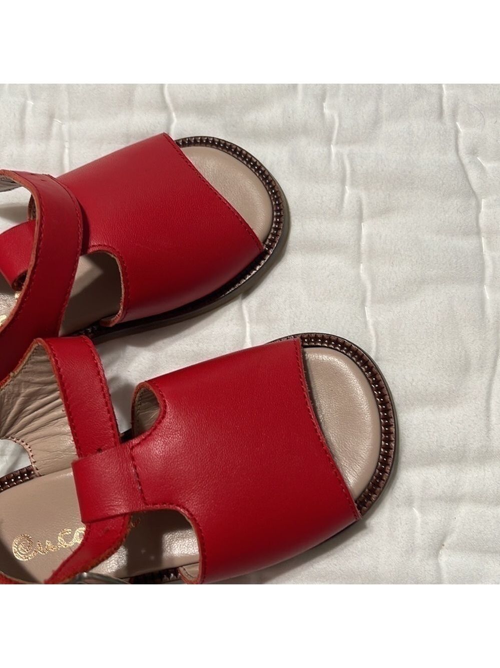 RED LEATHER CLASSIC SANDALS - Picture 8 of 8